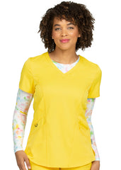 Zavate Ava Therese 1084 Ava Knit Back Women's 2-Pocket STRETCH Scrub Top Blazing Yellow