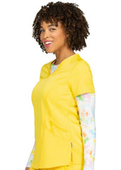Zavate Ava Therese 1084 Ava Knit Back Women's 2-Pocket STRETCH Scrub Top Blazing Yellow