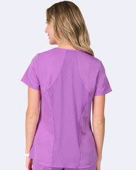 Zavate Ava Therese 1084 Ava Knit Back Women's 2-Pocket STRETCH Scrub Top Power Purple