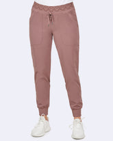 Zavate Ava Therese 3080 Women's 6-Pocket STRETCH Smile Face Elastic Waistband Cargo Jogger Scrub Pants Mocha