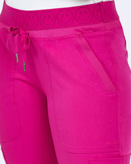 Zavate Ava Therese 3080 Women's 6-Pocket STRETCH Smile Face Elastic Waistband Cargo Jogger Scrub Pants