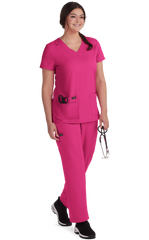 Koi Basics Holly Women's 8-Pocket Stretch Cargo Scrub Pants Flamingo Pink