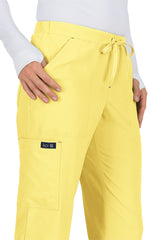 Koi Basics Holly Women's 8-Pocket Stretch Cargo Scrub Pants Sunshine Yellow