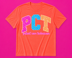 Neon Leopard Patient Care Tech Credential Tee
