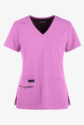 Koi Basics Becca Women's 4-Pocket Stretch Scrub Top Lavendar Bloom