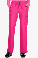 Koi Basics Holly Women's 8-Pocket Stretch Cargo Scrub Pants Flamingo Pink