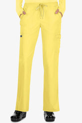 Koi Basics Holly Women's 8-Pocket Stretch Cargo Scrub Pants Sunshine Yellow