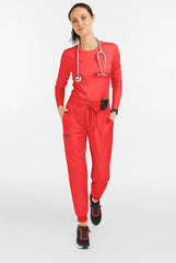 Koi Basics Gemma Women's 5-Pocket Stretch Jogger Heather Red