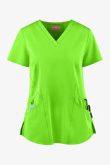 Zavate Ava Therese 1084 Ava Knit Back Women's 2-Pocket STRETCH Scrub Top Electric Green