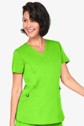 Zavate Ava Therese 1084 Ava Knit Back Women's 2-Pocket STRETCH Scrub Top Electric Green