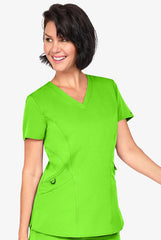 Zavate Ava Therese 1084 Ava Knit Back Women's 2-Pocket STRETCH Scrub Top Electric Green