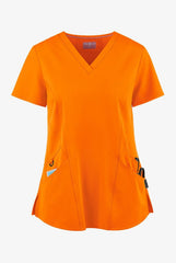 Zavate Ava Therese 1084 Ava Knit Back Women's 2-Pocket STRETCH Scrub Top Orange Glow