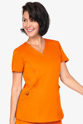 Zavate Ava Therese 1084 Ava Knit Back Women's 2-Pocket STRETCH Scrub Top Orange Glow