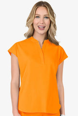 Zavate Ava Therese Piper Women's 2-Pocket STRETCH Scrub Top Orange Glow