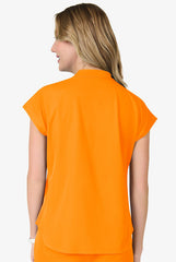 Zavate Ava Therese Piper Women's 2-Pocket STRETCH Scrub Top Orange Glow