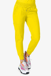 Zavate Ava Therese Women's 6-Pocket STRETCH Smile Face Elastic Waistband Cargo Jogger Scrub Pants