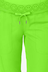 Zavate Ava Therese Women's 6-Pocket STRETCH Smile Face Elastic Waistband Cargo Jogger Scrub Pants