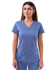 Adar Pro Women’s Sweetheart V-neck Scrub Top Ceil Blue