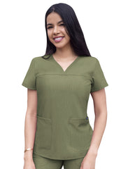 Adar Pro Women’s Sweetheart V-neck Scrub Top Heather Olive