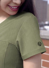Adar Pro Women’s Sweetheart V-neck Scrub Top Heather Olive