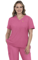 Koi Cureology Aura Women's 2-Pocket V-Neck Scrub Top Carnation Pink