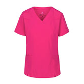 Natural Uniforms Women's Scrub Top 2 Pocket Ultra Cool Stretch Top Hot Pink