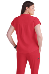 Koi Basics Ari Women's 1-Pocket Stretch Scrub Top Heather Red