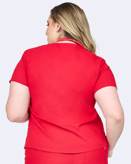 Zavaté 1169 Elevate 1- Pocket STRETCH V-Neck Top Red