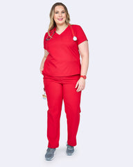 Zavaté 1169 Elevate 1- Pocket STRETCH V-Neck Top Red