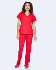 Zavaté 1169 Elevate 1- Pocket STRETCH V-Neck Top Red