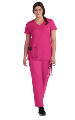 Koi Basics Becca Women's 4-Pocket Stretch Scrub Top Flamingo Pink