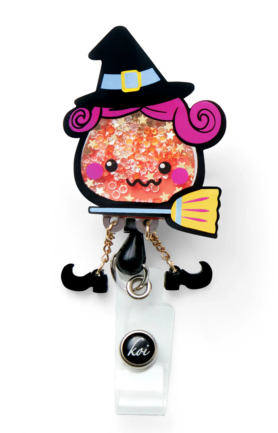koi Candy Corn Witch Shaker ID Badge Reel