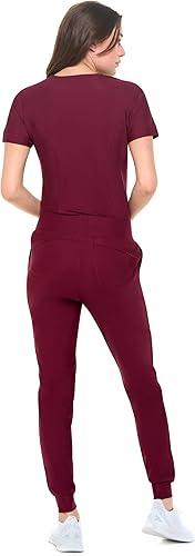 Natural Uniforms Women's 4 Pocket Ultra Cool Stretch Jogger Pants Burgundy