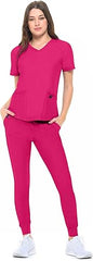 Natural Uniforms Women's 4 Pocket Ultra Cool Stretch Jogger Pants Hot Pink
