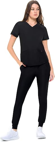 Natural Uniforms Women's 4 Pocket Ultra Cool Stretch Jogger Pants Black