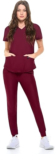 Natural Uniforms Women's 4 Pocket Ultra Cool Stretch Jogger Pants Burgundy