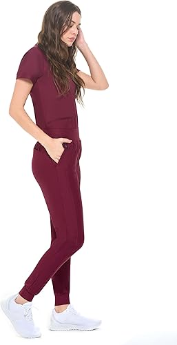 Natural Uniforms Women's 4 Pocket Ultra Cool Stretch Jogger Pants Burgundy
