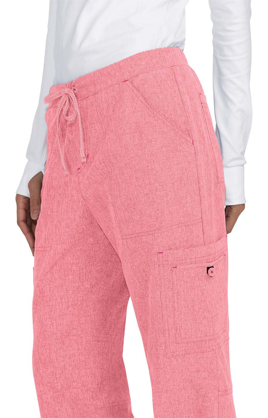 Koi Basics Holly Women's 8-Pocket Stretch Cargo Scrub Pants Heather Soft Pink