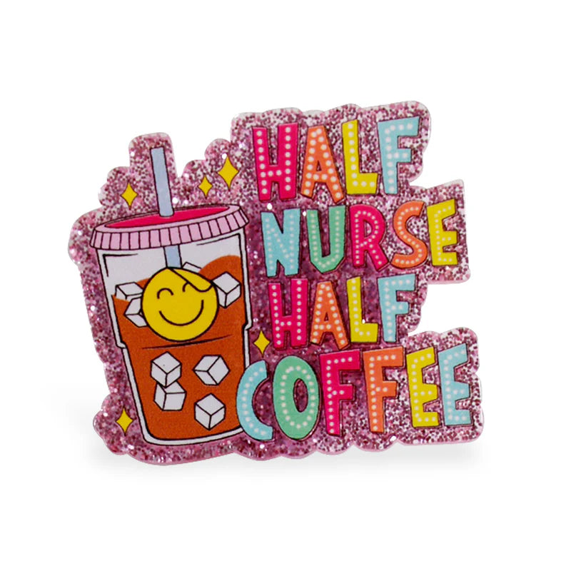 Outside the Box Half Nurse Half Coffee Acrylic ID Badge Holder