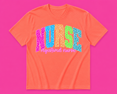 Neon Leopard Registered Nurse Credential Tee