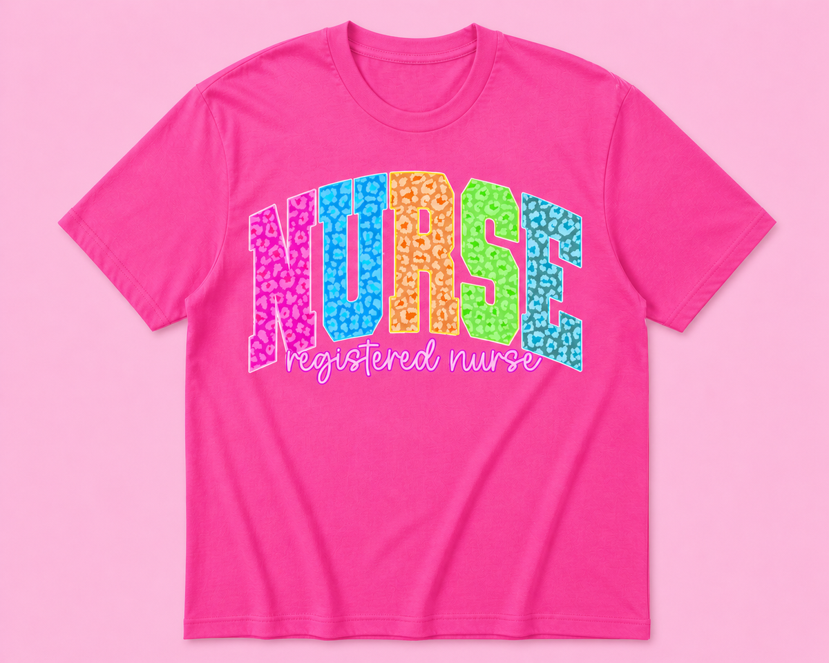 Neon Leopard Registered Nurse Credential Tee