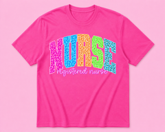 Neon Leopard Registered Nurse Credential Tee
