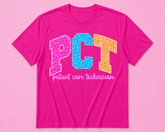 Neon Leopard Patient Care Tech Credential Tee
