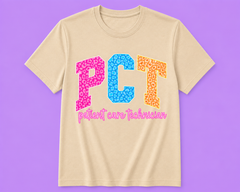 Neon Leopard Patient Care Tech Credential Tee