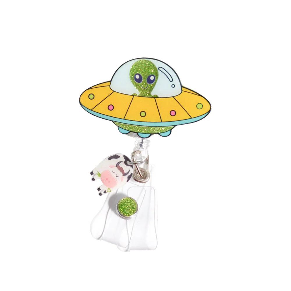 Outside the Box Glitter UFO Acrylic ID Badge Holder
