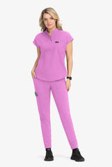 Koi Basics Ari Women's 1-Pocket Stretch Scrub Top Lavendar Bloom