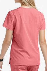 Koi Basics Becca Women's 4-Pocket Stretch Scrub Top Heather Soft Pink