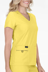 Koi Basics Becca Women's 4-Pocket Stretch Scrub Top Sunshine Yellow