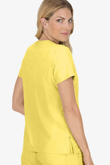 Koi Basics Becca Women's 4-Pocket Stretch Scrub Top Sunshine Yellow