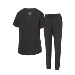 Natural Uniforms Women's Scrub Top 2 Pocket Ultra Cool Stretch Top Black